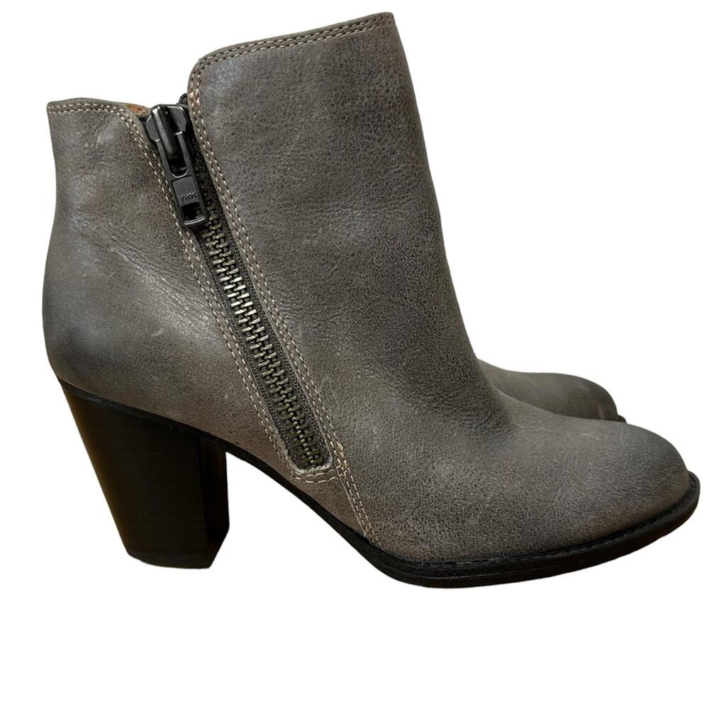 Sofft Wera Distressed Leather Mid Heel Ankle Boots Grey Size 6 1/2